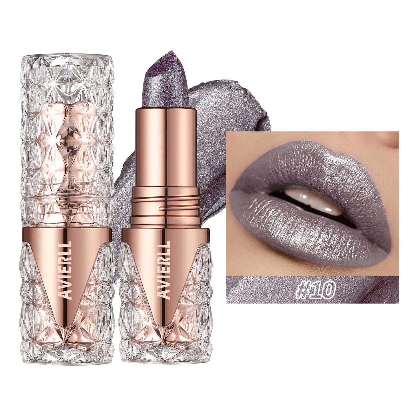AVIERLL Glitter Lipstick – Long-Lasting, Waterproof, High-Shine Pearlescent Lip Color