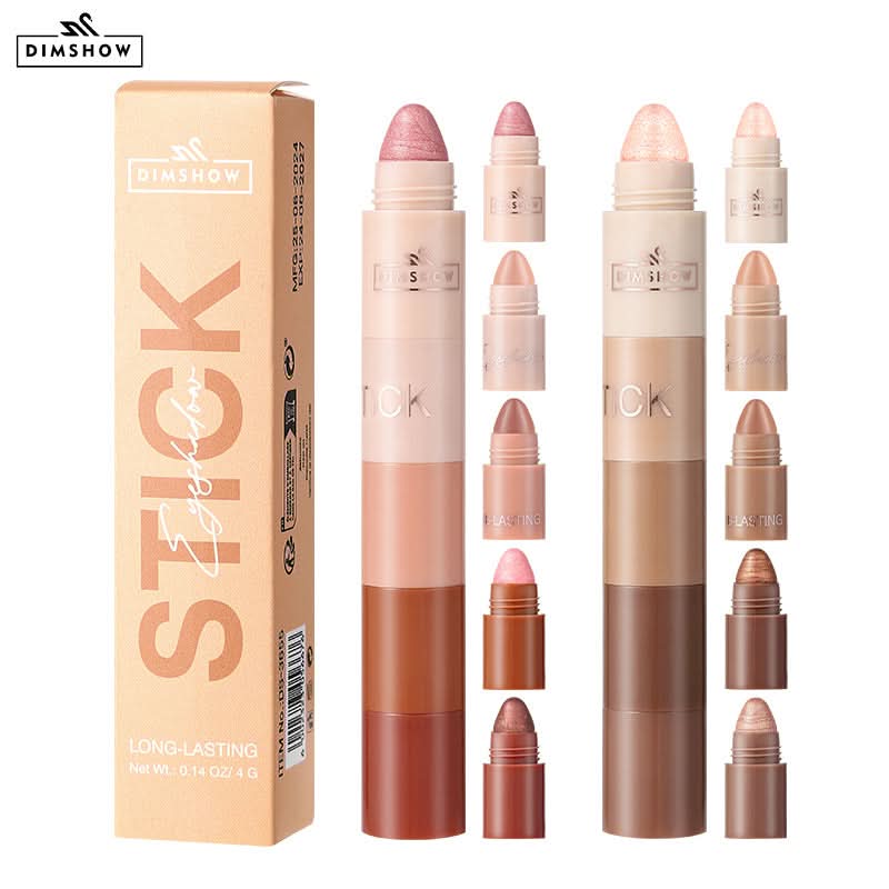 DIMSHOW 5-Color Eyeshadow Stick Set – Waterproof, Pearlescent & Matte, Easy Blend