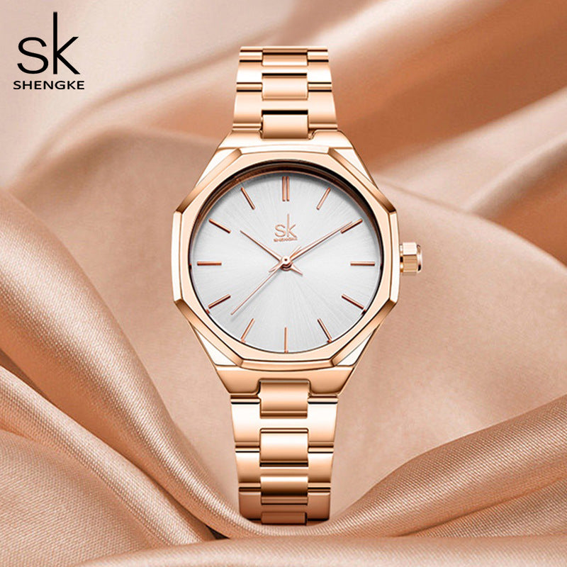 SK Women’s Quartz Watch – Ultra-Thin Stainless Steel Strap, Waterproof Business Wristwatch