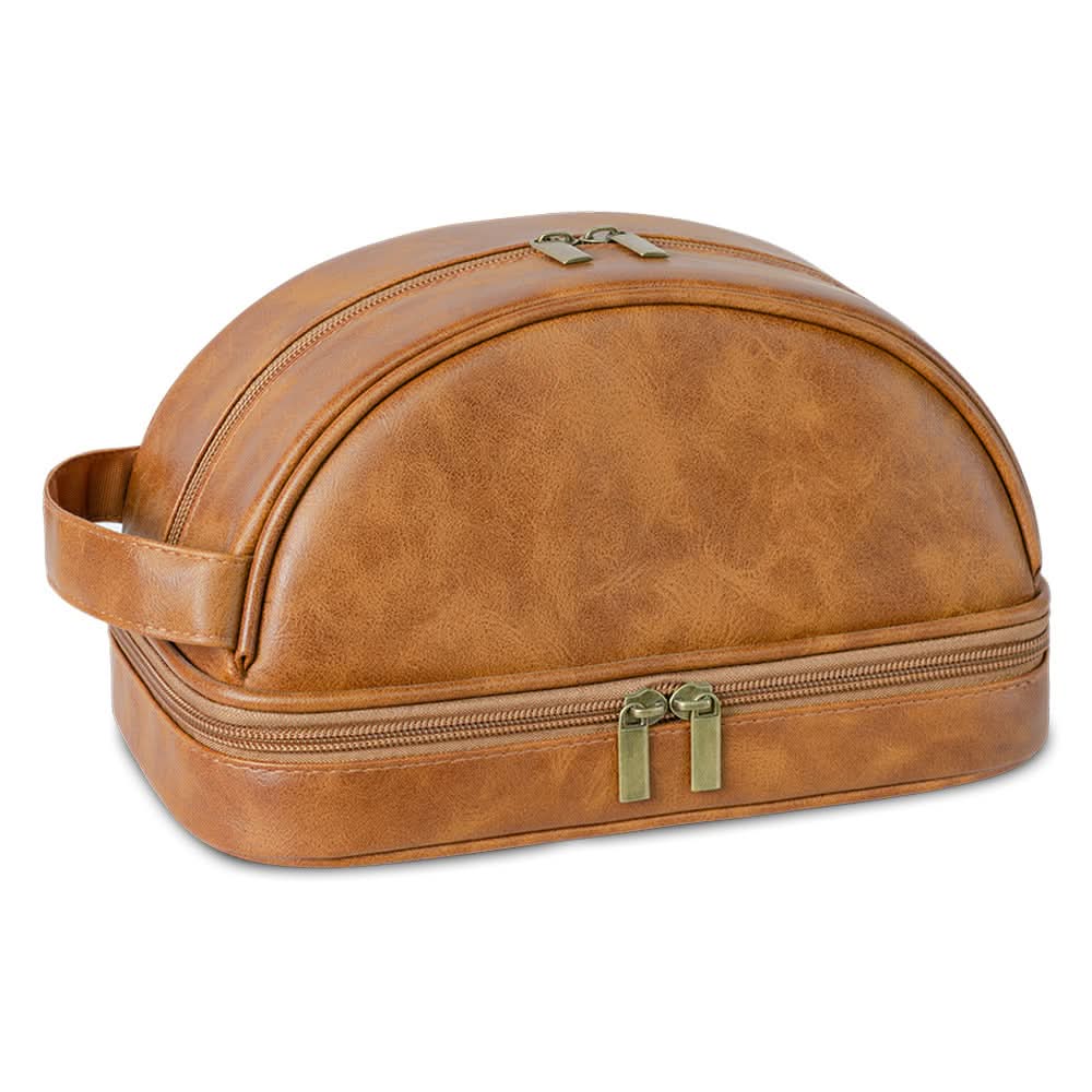 Men's Large-Capacity Waterproof PU Leather Toiletry Bag - Storage Organizer