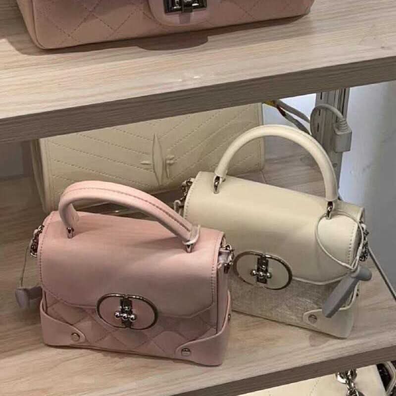Pink Small Box Bag with Chain Strap