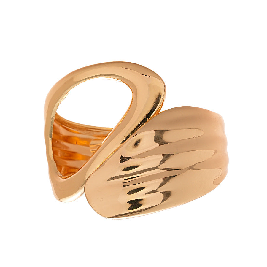 Modern Bold Fluid Curve Open Cuff Bracelet – Stylish Women’s Alloy Jewelry