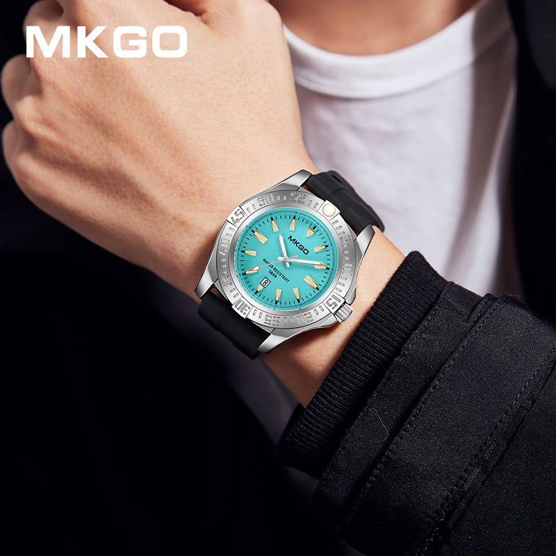 MKGO Men’s Quartz Watch with Calendar – Waterproof Silicone Strap Sport Timepiece
