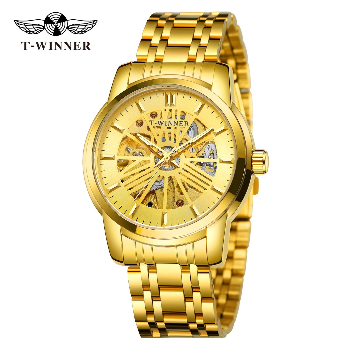 T-Winner Men’s Round Skeleton Automatic Mechanical Watch – 30M Water Resistant