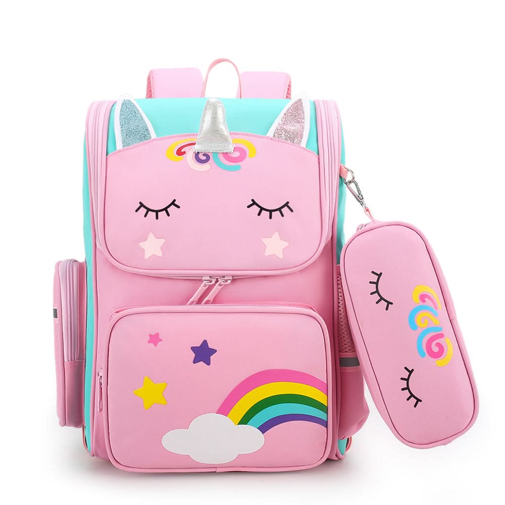 Girls' Unicorn Backpack – School Bag with Matching Pencil Case