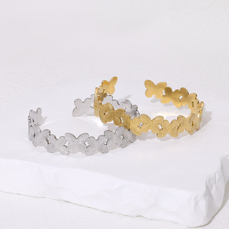 Gold Butterfly Bracelet – Adjustable Stainless Steel Women’s Jewelry