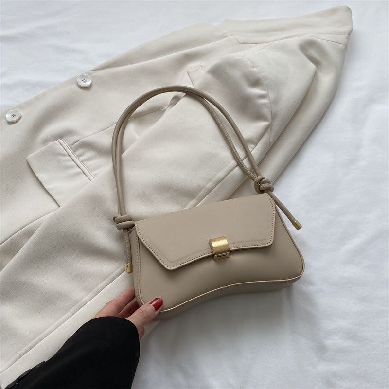 Mini Baguette Shoulder Bag for Women – Retro Underarm PU Handbag with Cover Flap