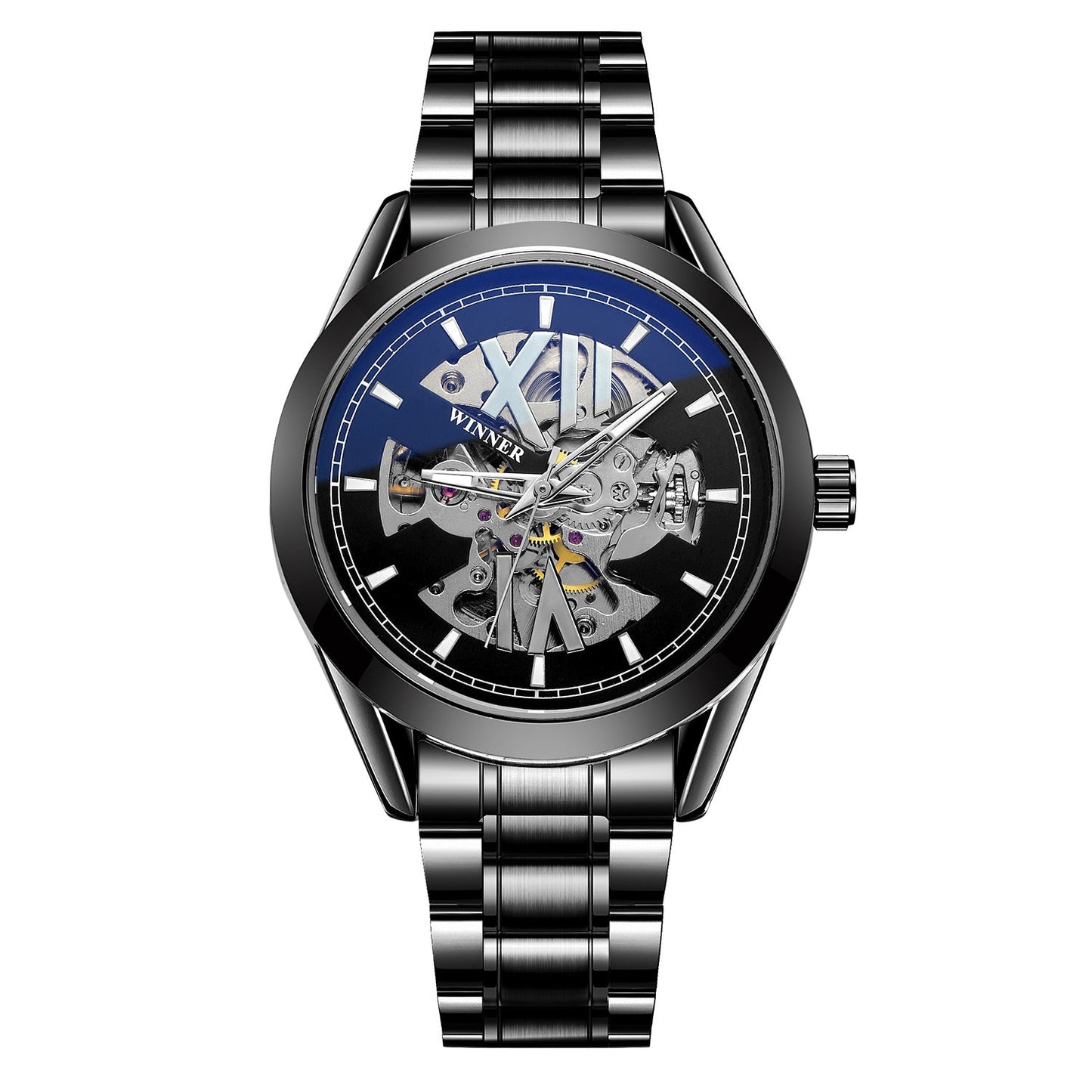 T-Winner Automatic Mechanical Watch for Men – Luminous Display, Stainless Steel Strap