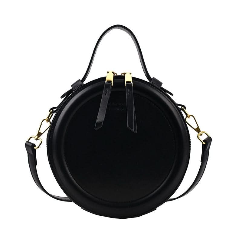 Women's Retro Round Messenger Bag – Handbag with Zipper Closure
