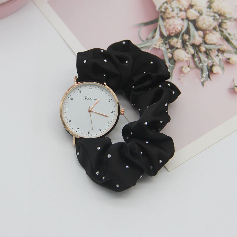 Women’s Fashion Quartz Watch with Diamond Accents – Scrunchy Strap