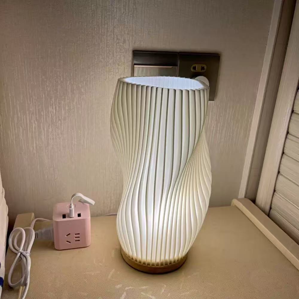 Touch-Control Vase Night Light – Bamboo Wood Atmosphere Lamp with 3-Color Dimming
