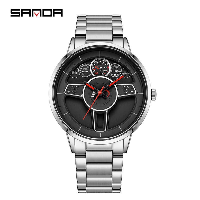 SANDA Men’s Casual Quartz Watch – Waterproof Stainless Steel Business Wristwatch