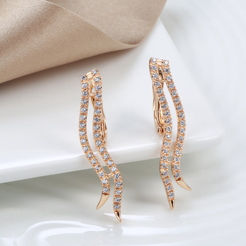 Rose Gold Zircon Earrings – Korean Style Geometric Jewelry