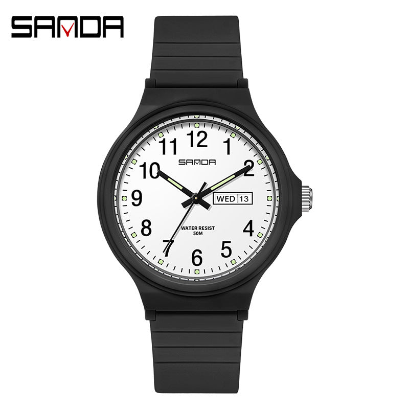 Sanda Dual Calendar Quartz Watch – Waterproof Casual Student Watch for Kids