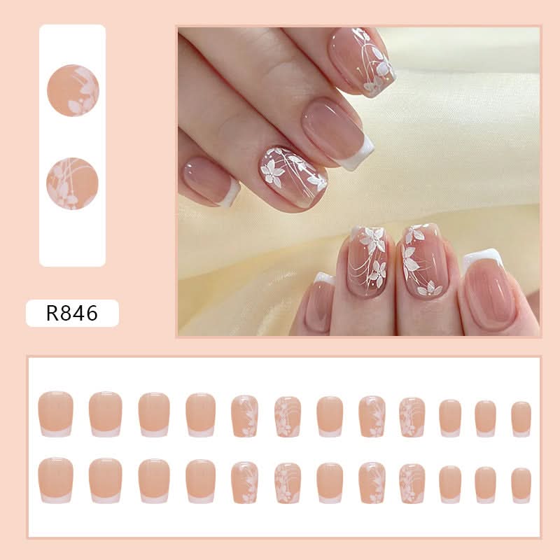 Simple Short White Flower Nail Art – Cute & Sweet Wearable False Nails