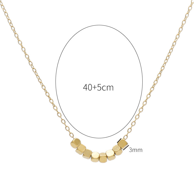 Minimalist Gold Titanium Steel Necklace – Geometric Square Pendant for Women