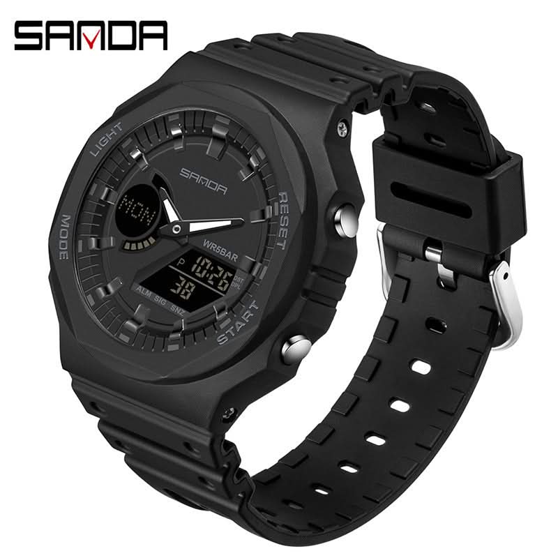 Men’s Dual Display Sports Watch – Waterproof, Multi-Functional Watch