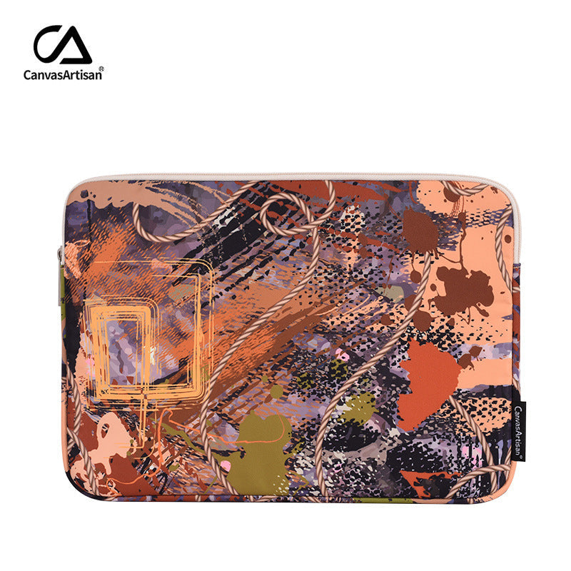 Orange Abstract Art Laptop Sleeve – Waterproof Shockproof Polyester Case for 11–15 Inch Laptops