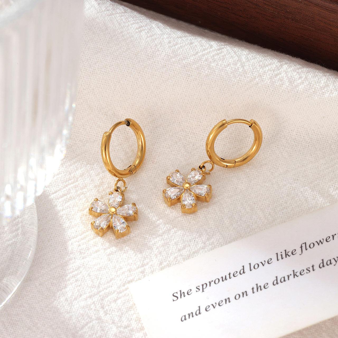 Gold & Silver Flower Earrings – Titanium Steel Floral Jewelry for Women
