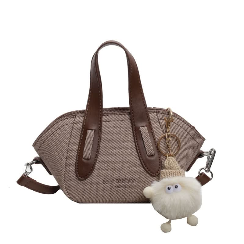 Women's Bucket Bag – Stylish Contrast Color Messenger Bag with Keychain