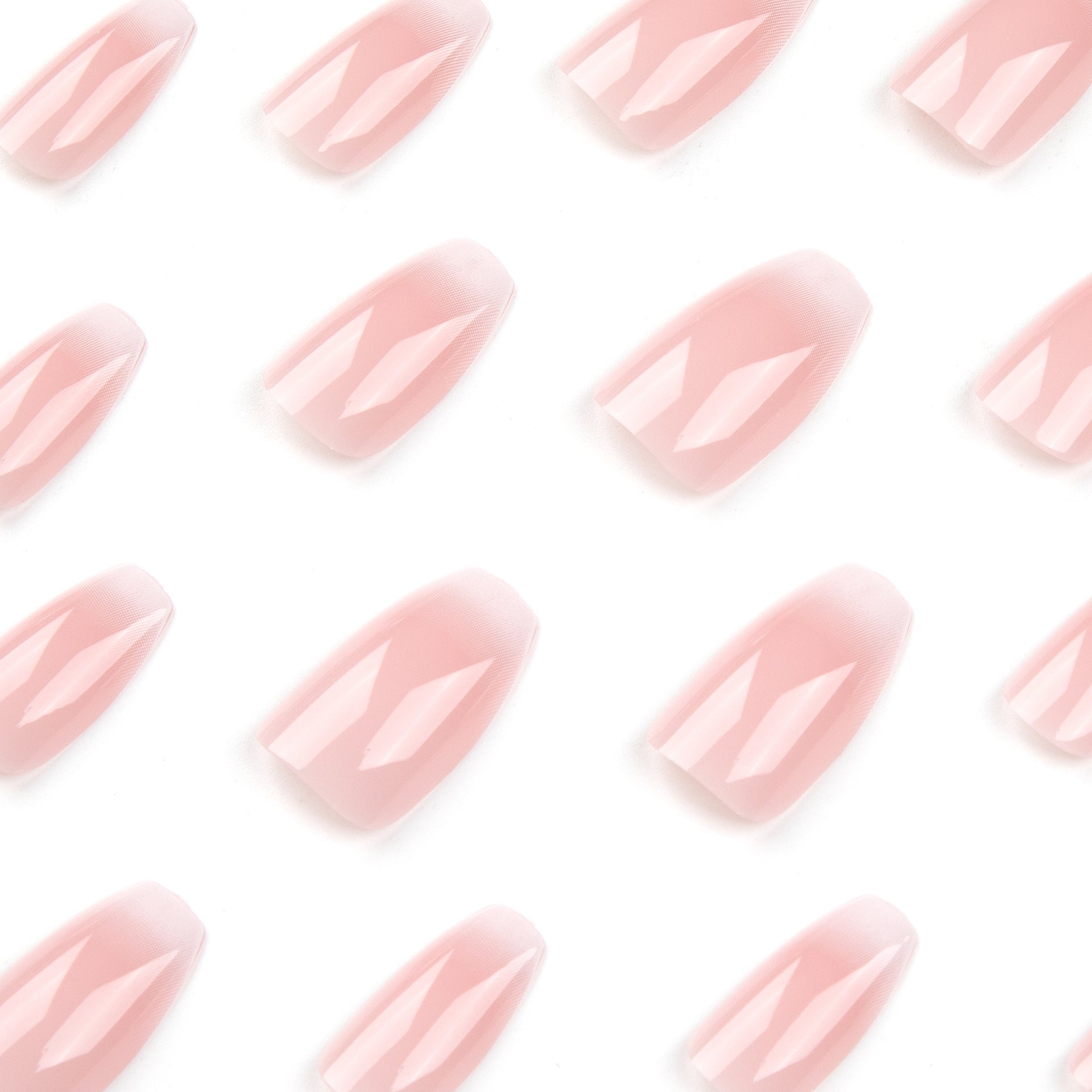 Nude Pink Coffin Press-On Nails – Medium French Ombre Gradient Glue-On Tips