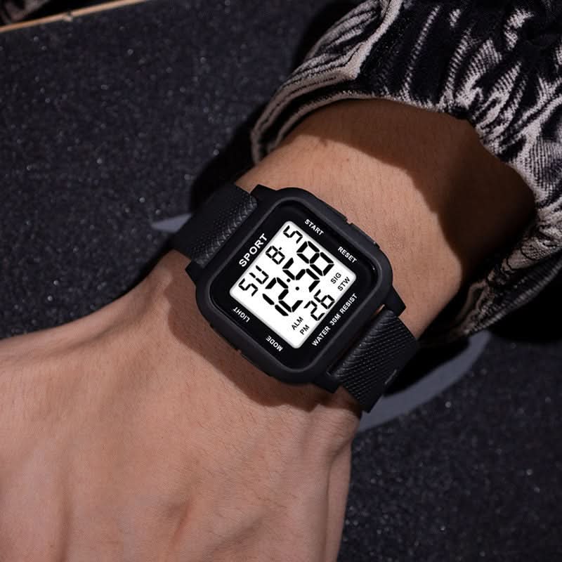 Men’s Casual Square Digital Sports Watch – Multi-Function, Alarm, Stopwatch