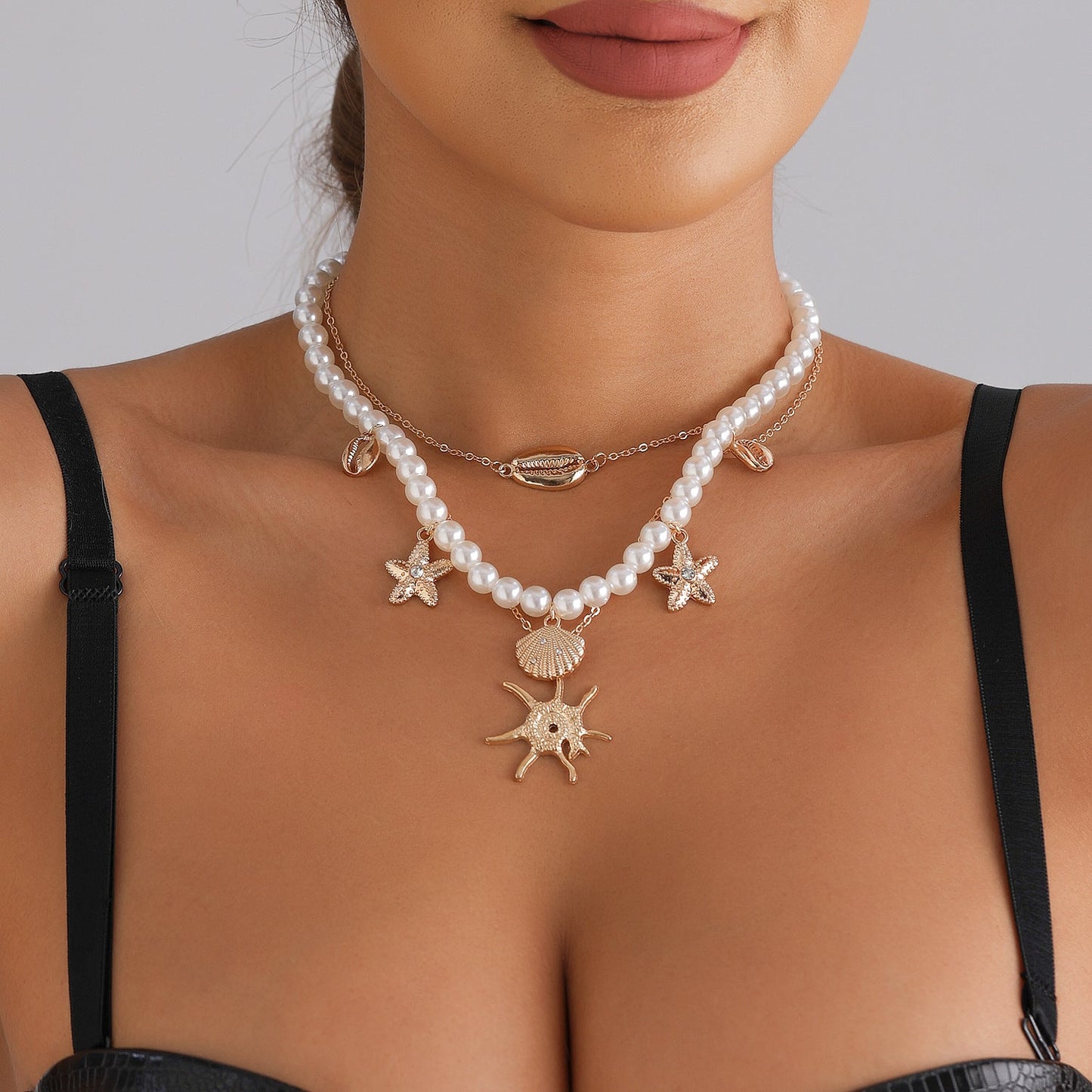 Baroque Pearl Shell Necklace – Beach Starfish Pendant Jewelry for Women