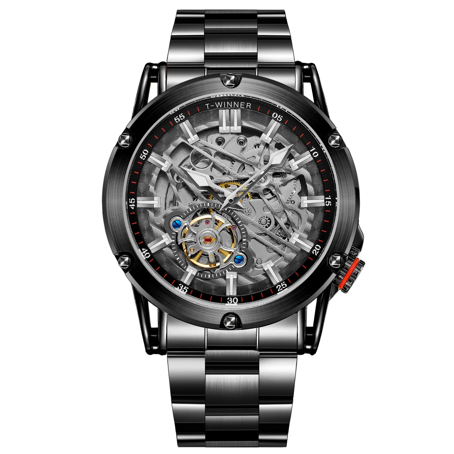 T-winner Men's Automatic Skeleton Watch – 30M Waterproof Fashion Mechanical Timepiece