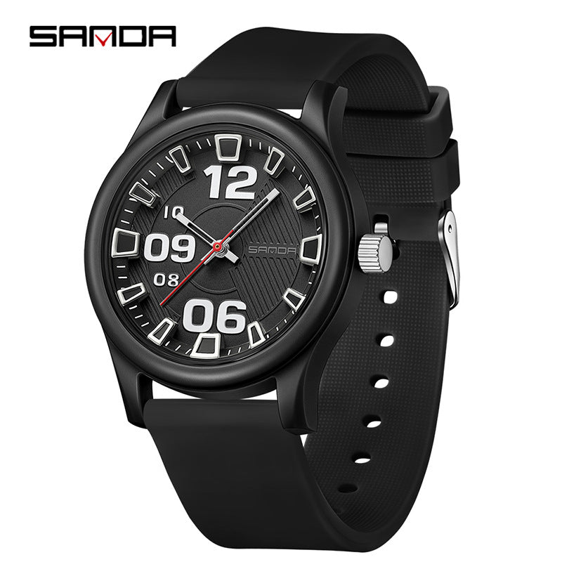 Sanda Kids Quartz Watch – Waterproof Contrast Color Silicone Student Watch