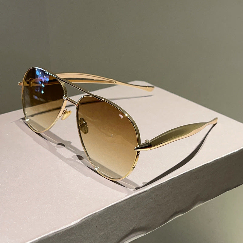 Aviator Metal Double-Bridge Sunglasses | Trendy Unisex Fashion Eyewear for Street Style