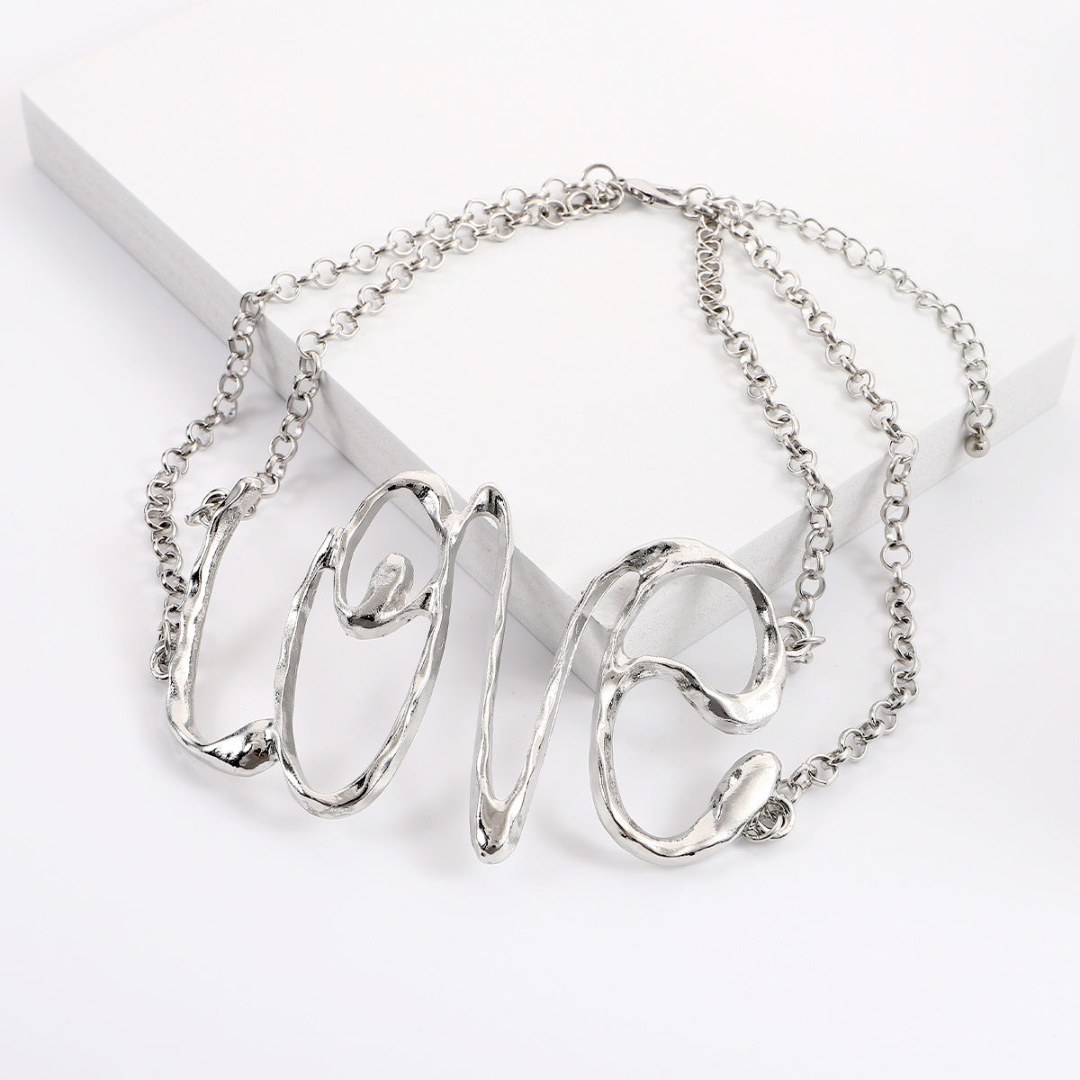 LOVE Letter Pendant Necklace – Trendy Hip-Hop Statement Jewelry for Women