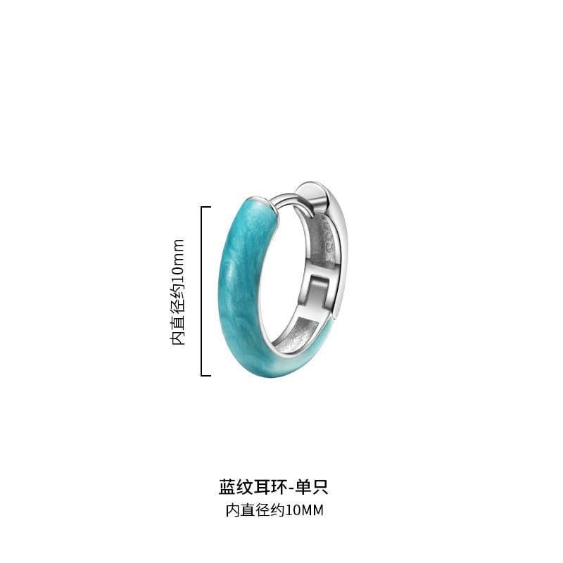 Blue Pattern Alloy Earrings for Men