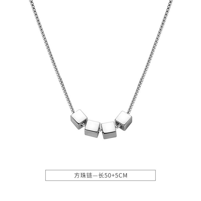 Men’s Titanium Steel Cube Pendant Necklace – Minimalist Clavicle Chain