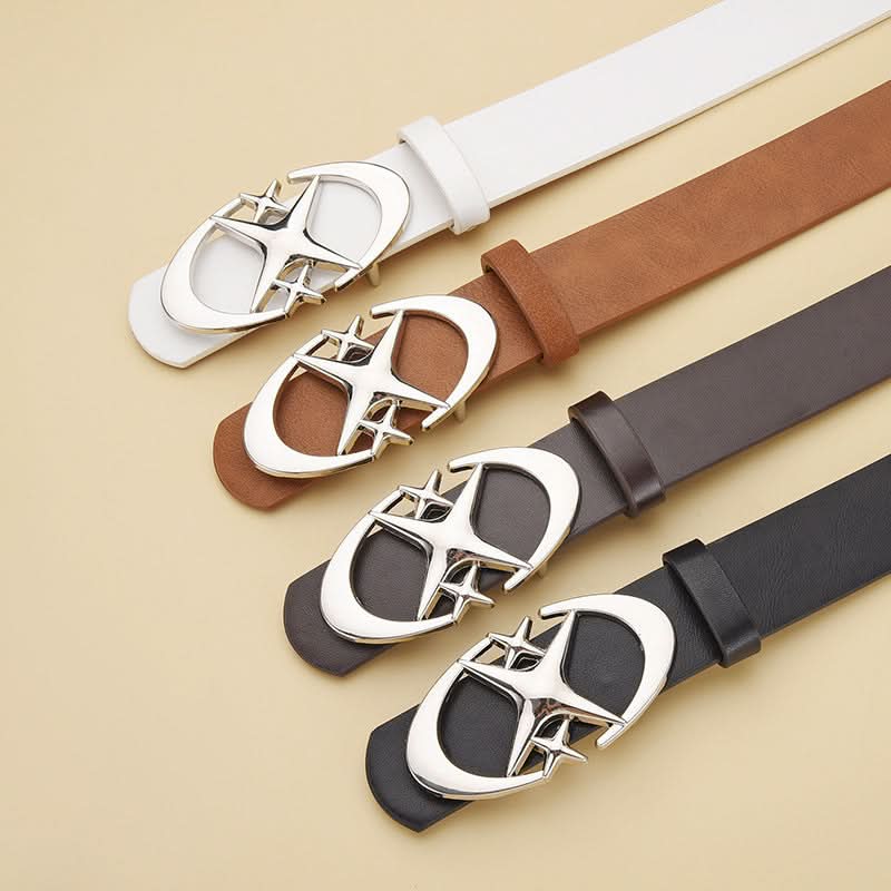 Men’s Star Buckle Leather Belt – Retro Gothic Style