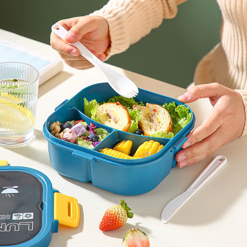 1200ml Japanese-Style Bento 3-Compartment Lunch Box – Microwave-Safe