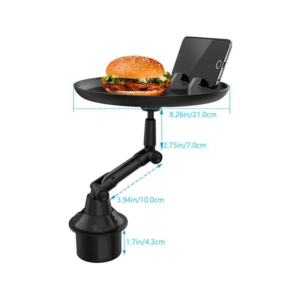 Car Tray Table – Multifunctional ABS Food, Beverage, and Phone Holder with Silicone Pad