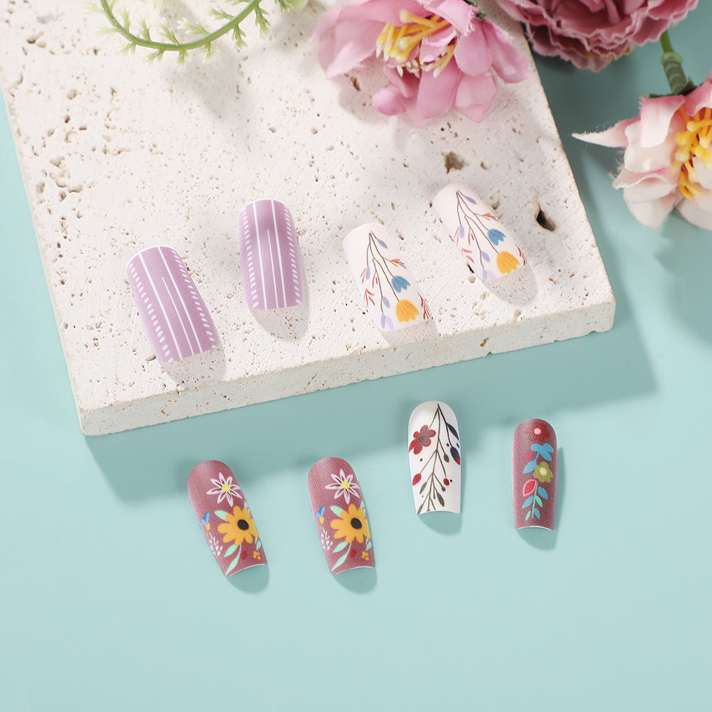 Matte Sunflower Press-On Nails – Colorful Medium Square Acrylic Set