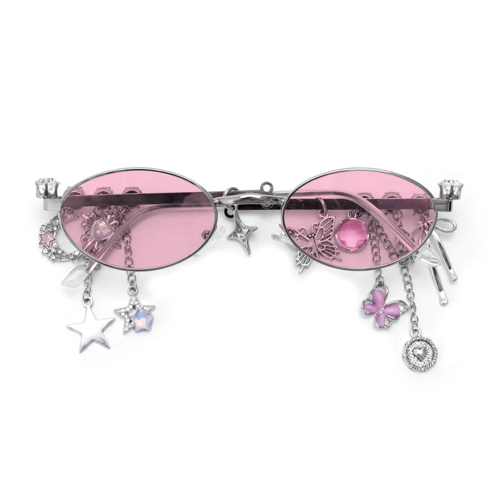 Star Diamond Oval Glasses for Women – Anti-Blue Light Fashion Eyewear with Chain