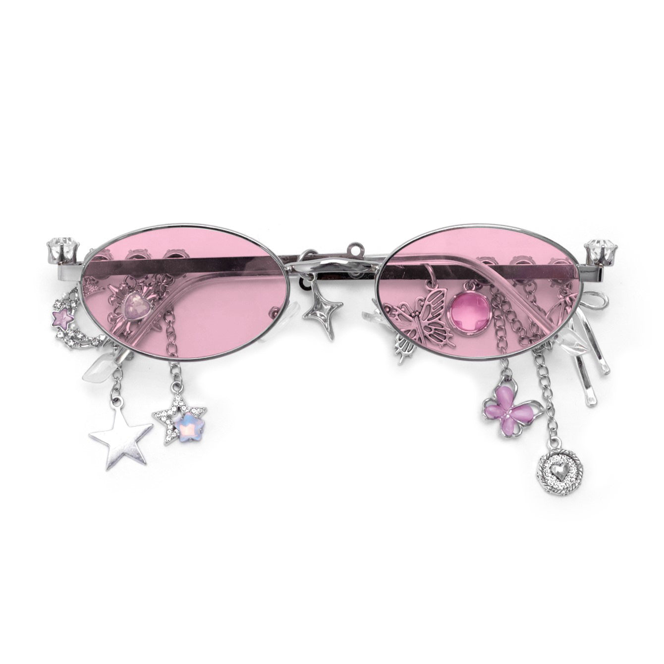 Star Diamond Oval Glasses for Women – Anti-Blue Light Fashion Eyewear with Chain