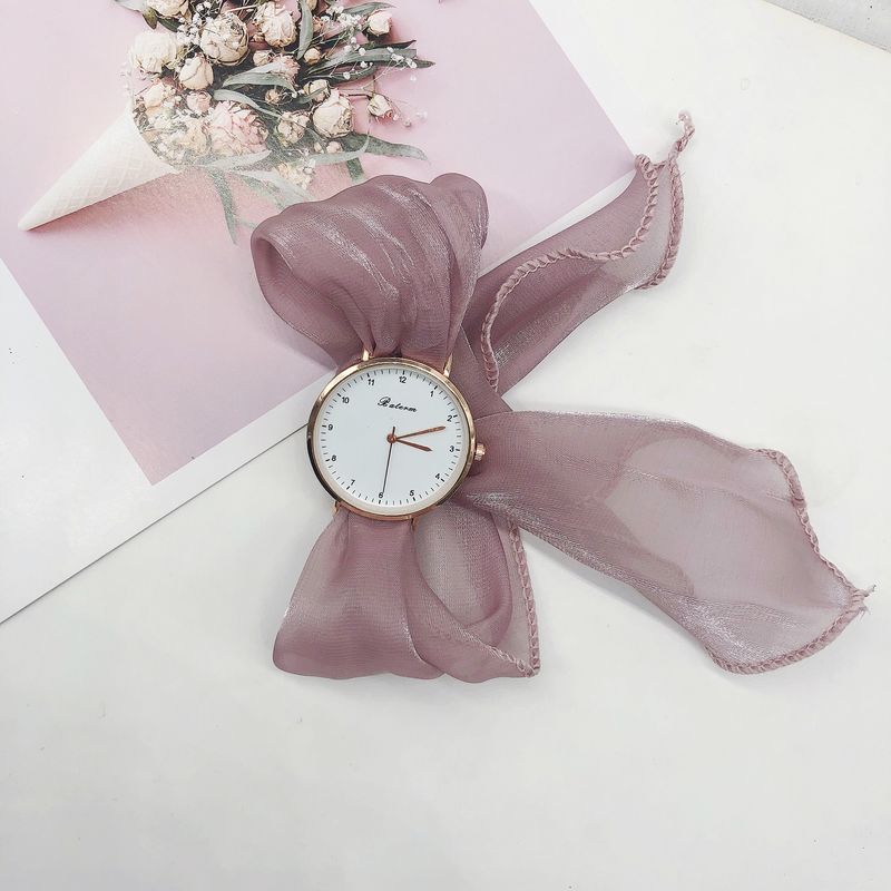 Women’s Solid Color Ribbon Strap Watch – DIY Handmade Fairy Style, World Time