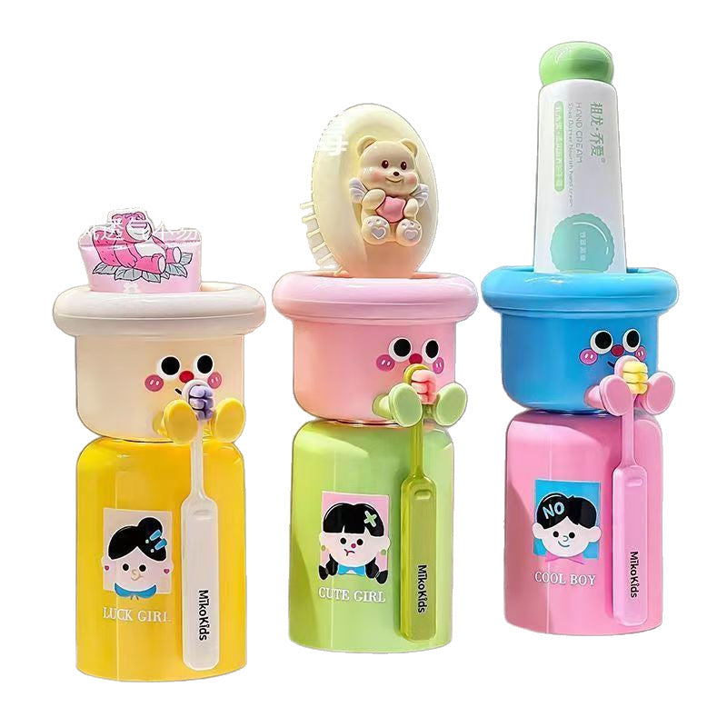 Magnetic Toothbrush Holder with Mouthwash Cup – Double-Layer Design