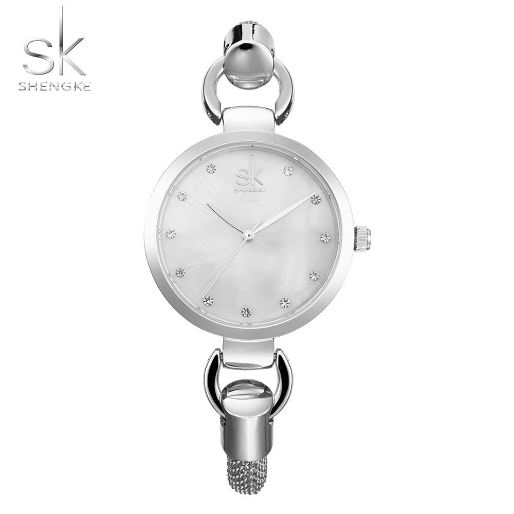 SK Women’s Quartz Bracelet Watch – Round Analog Casual Wristwatch, 30M Waterproof