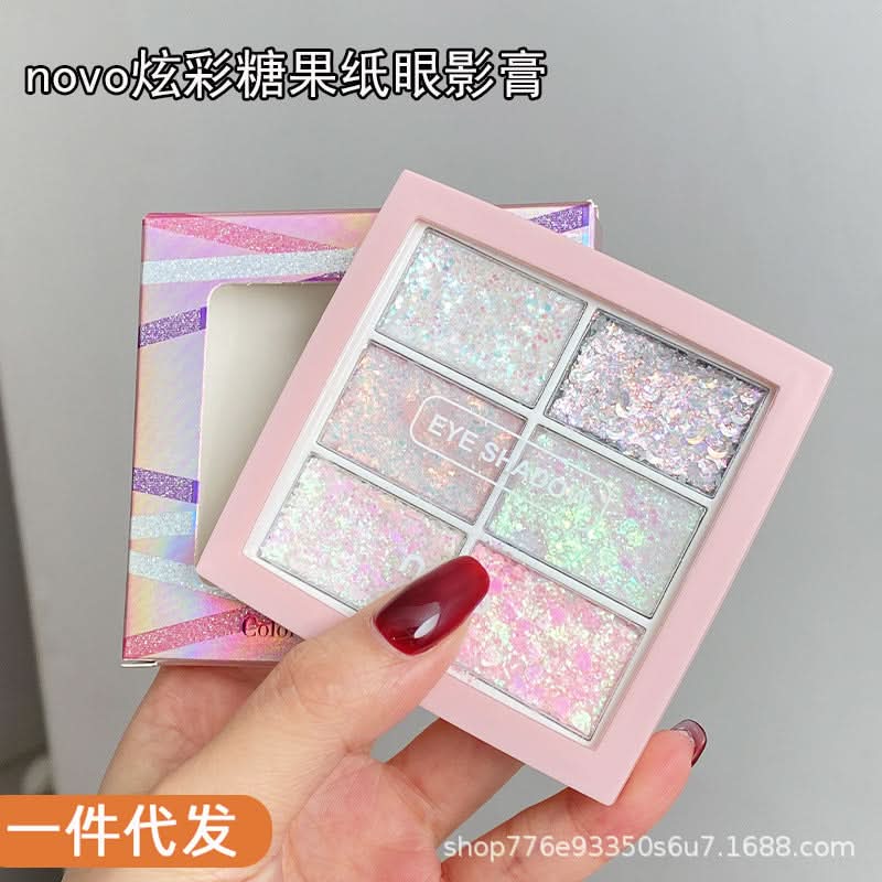 NOVO Glitter Eyeshadow Gel – Shimmering 6-Color Palette, High-Pigment Eye Makeup