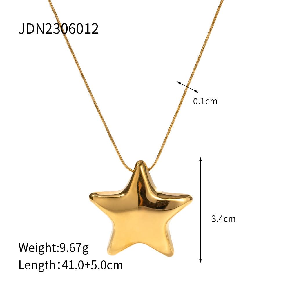 Stainless Steel Five-Pointed Star Pendant Necklace For Women