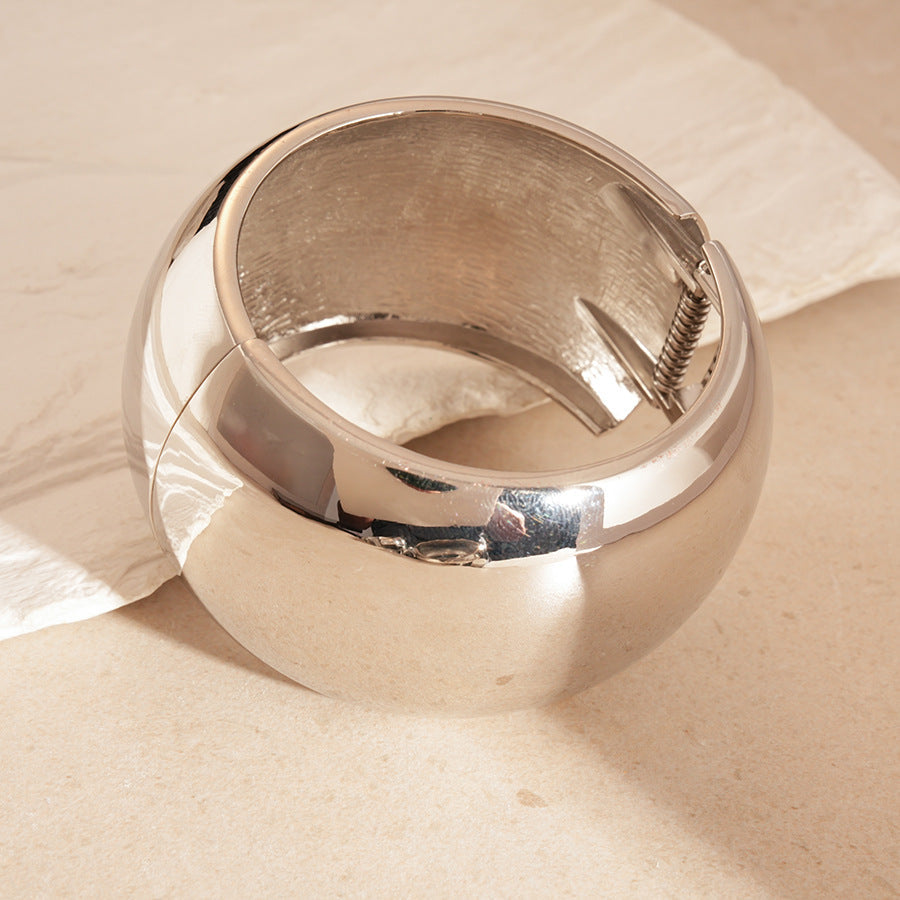 Minimalist Geometric Cuff Bracelet – Pleated Wide Open-Ended  Bangle Women’s Jewelry