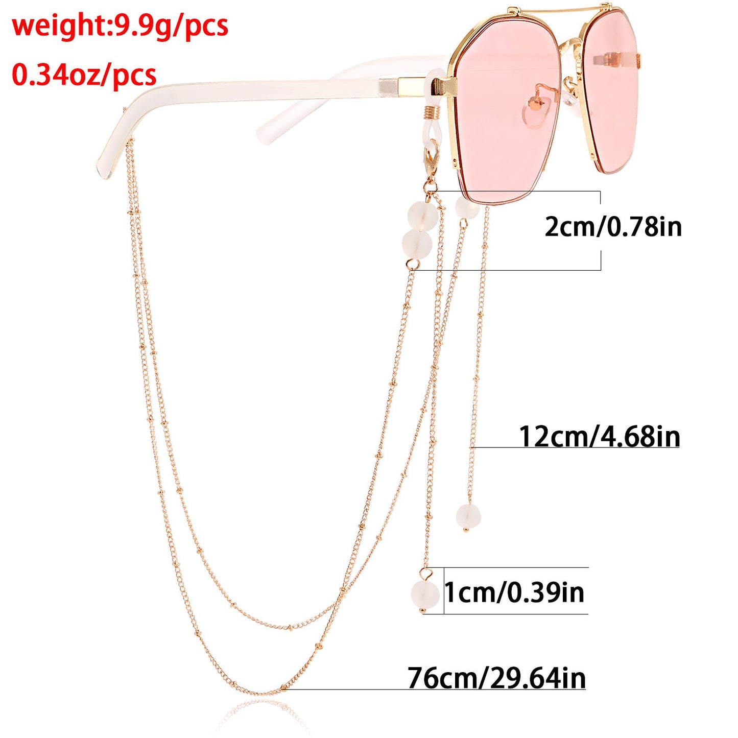 Beaded Glasses Chain – Alloy & Glass Beads Holder Strap, Stylish Eyewear Accessory