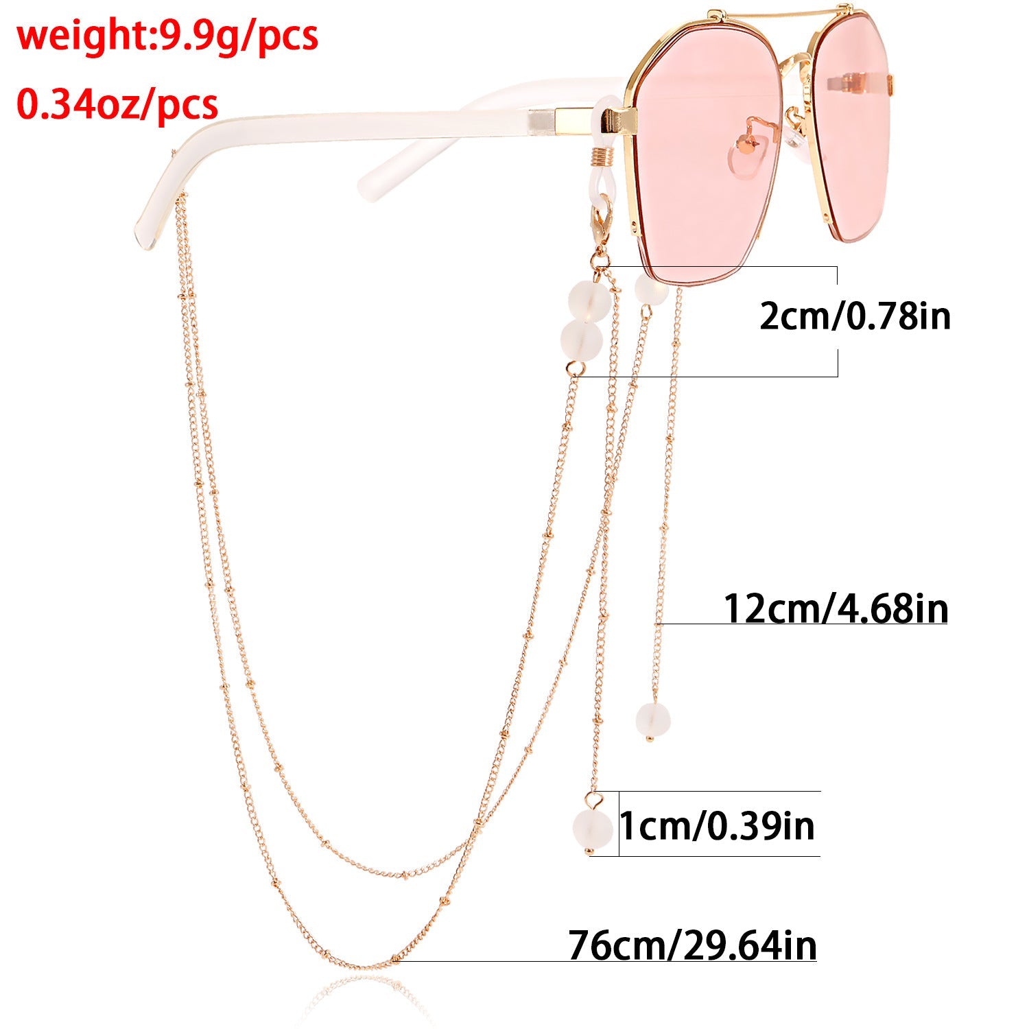 Beaded Glasses Chain – Alloy & Glass Beads Holder Strap, Stylish Eyewear Accessory