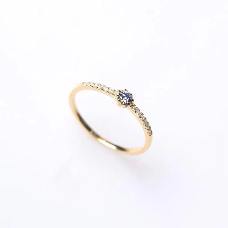 Elegant Blue Tanzanite Adjustable Ring for Women – Light Luxury Zircon Inlaid Jewelry