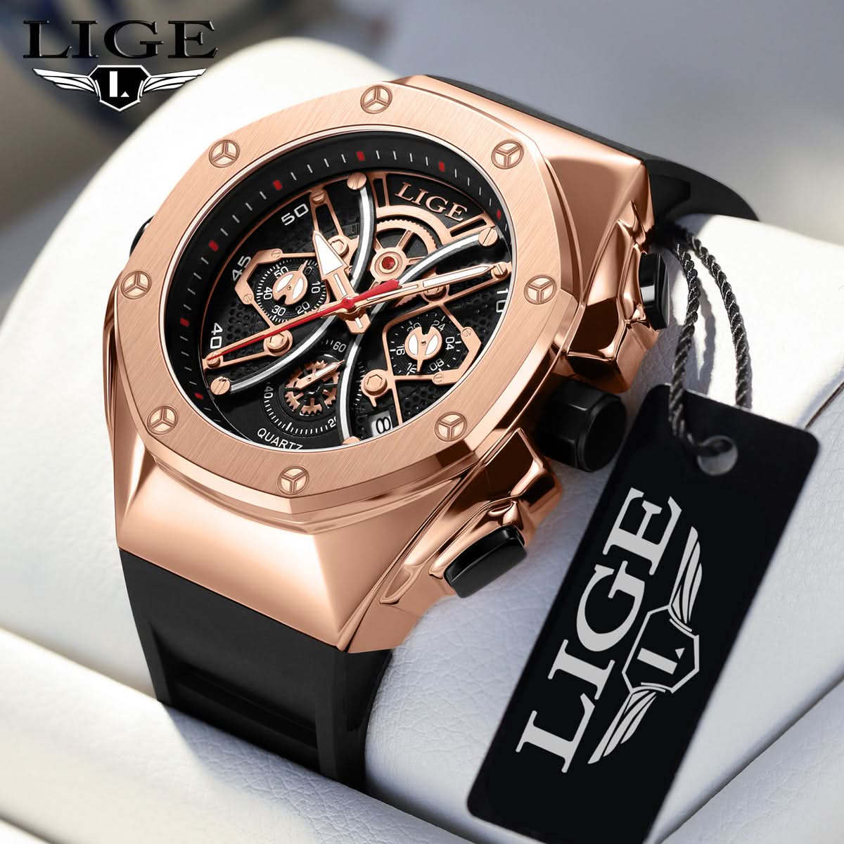 Men’s Large Dial Sports Quartz Watch – 50mm Luminous Display
