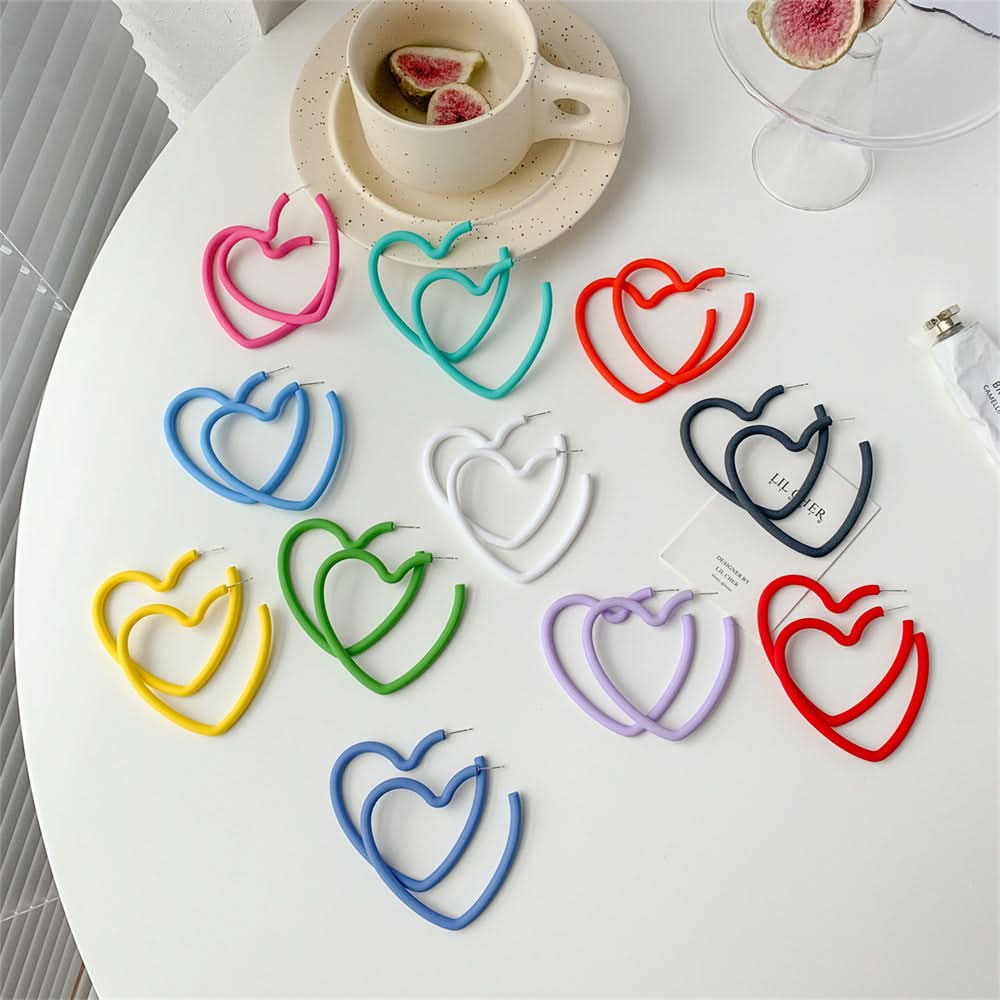 Candy Color Love Earrings - Acrylic Open Hoop for Women